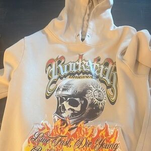 Men’s large rockstar original hoodie jr eybl pants and royal blue Nike tech pant